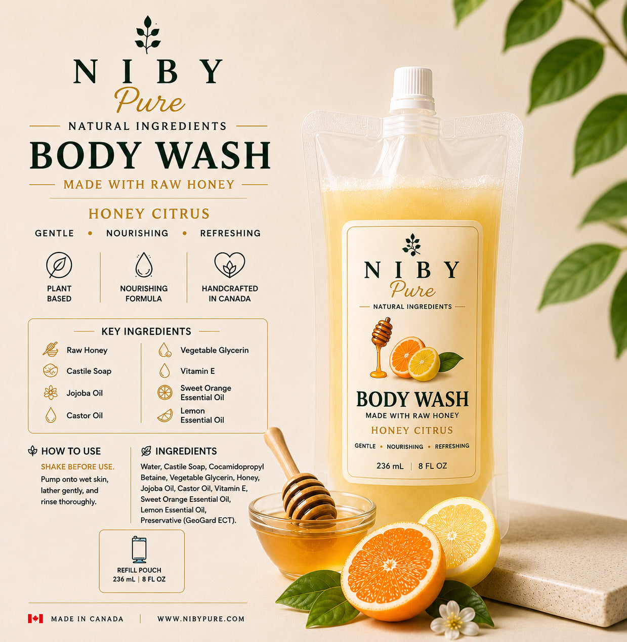 Body Wash - Honey Citrus Pouch