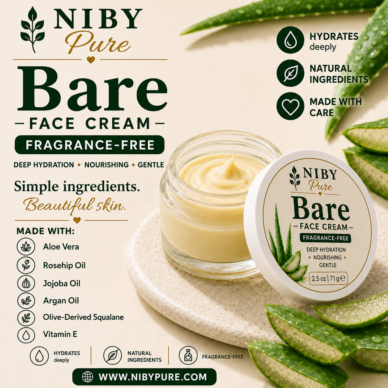 Bare Face Cream - Fragrance-Free