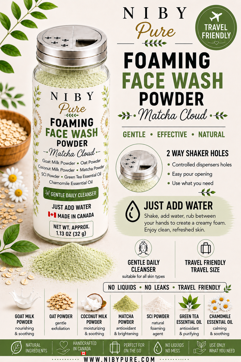 Foaming Face Wash Powder - Matcha Cloud