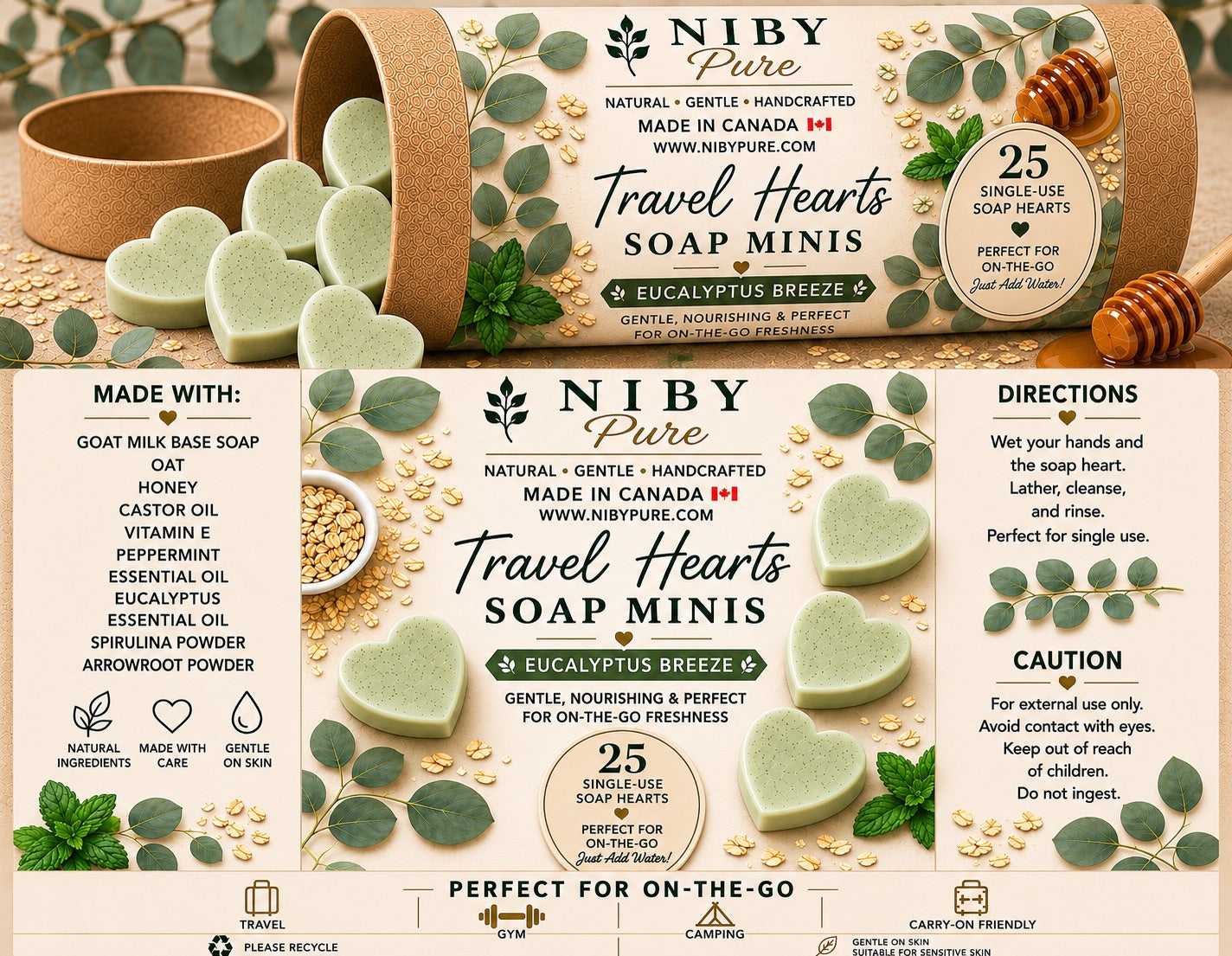 Travel Hearts Soap Mini's - Eucalyptus Breeze