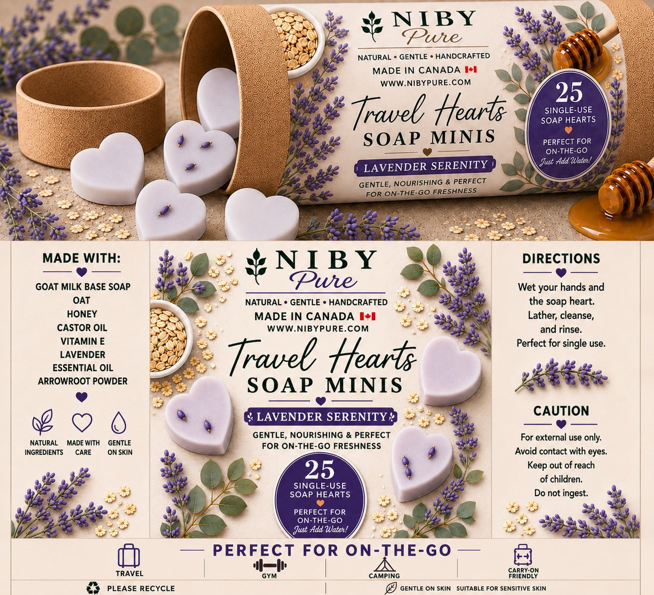 Travel Hearts Soap Mini's - Lavender Serenity